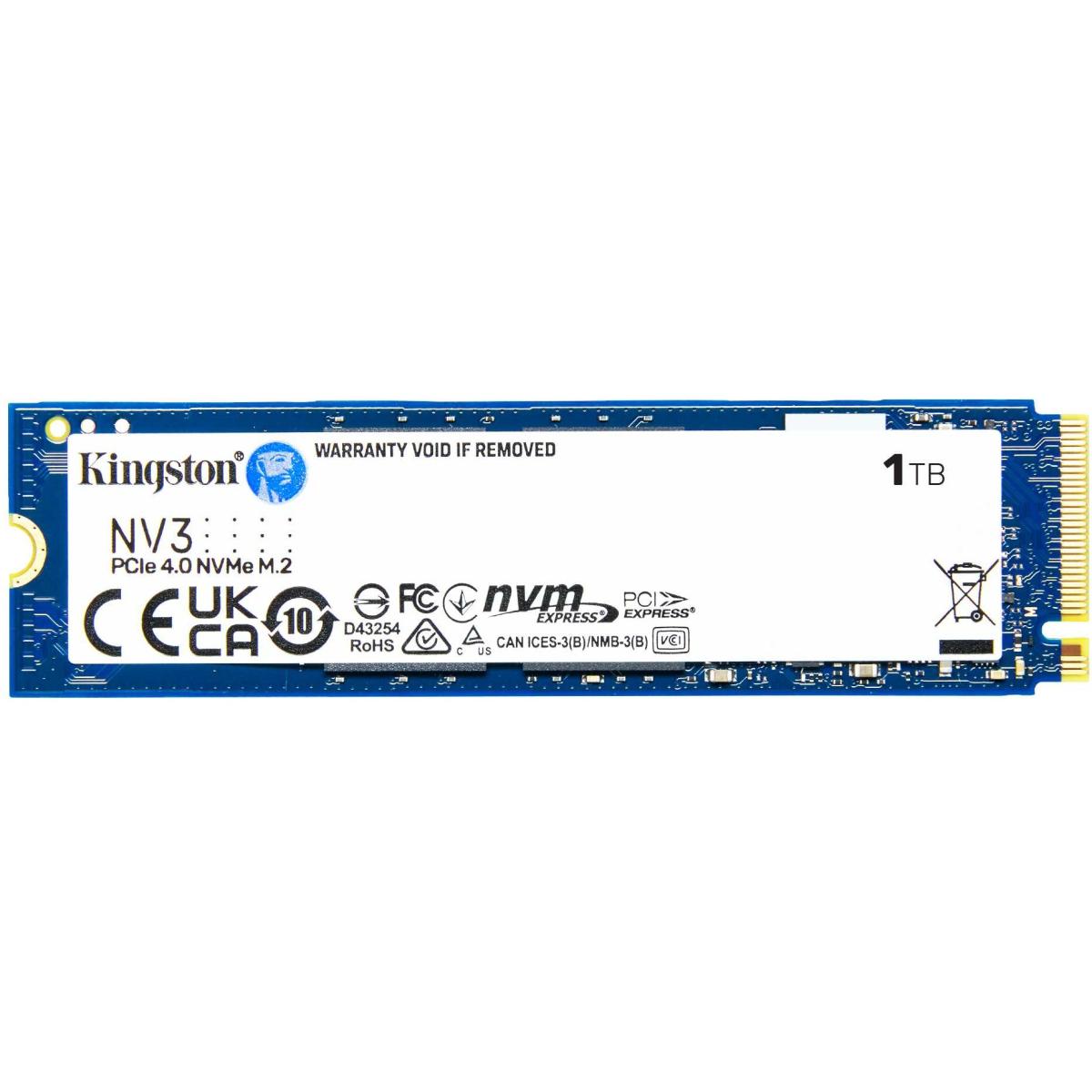 Kingston NV3 1TB PCIe 4.0 NVMe SSD M.2 Up To 6000/4000 MB/s Read/Write Kingston NV3 1TB PCIe 4.0 NVMe SSD M.2 Up To 6000/4000 MB/s Read/Write